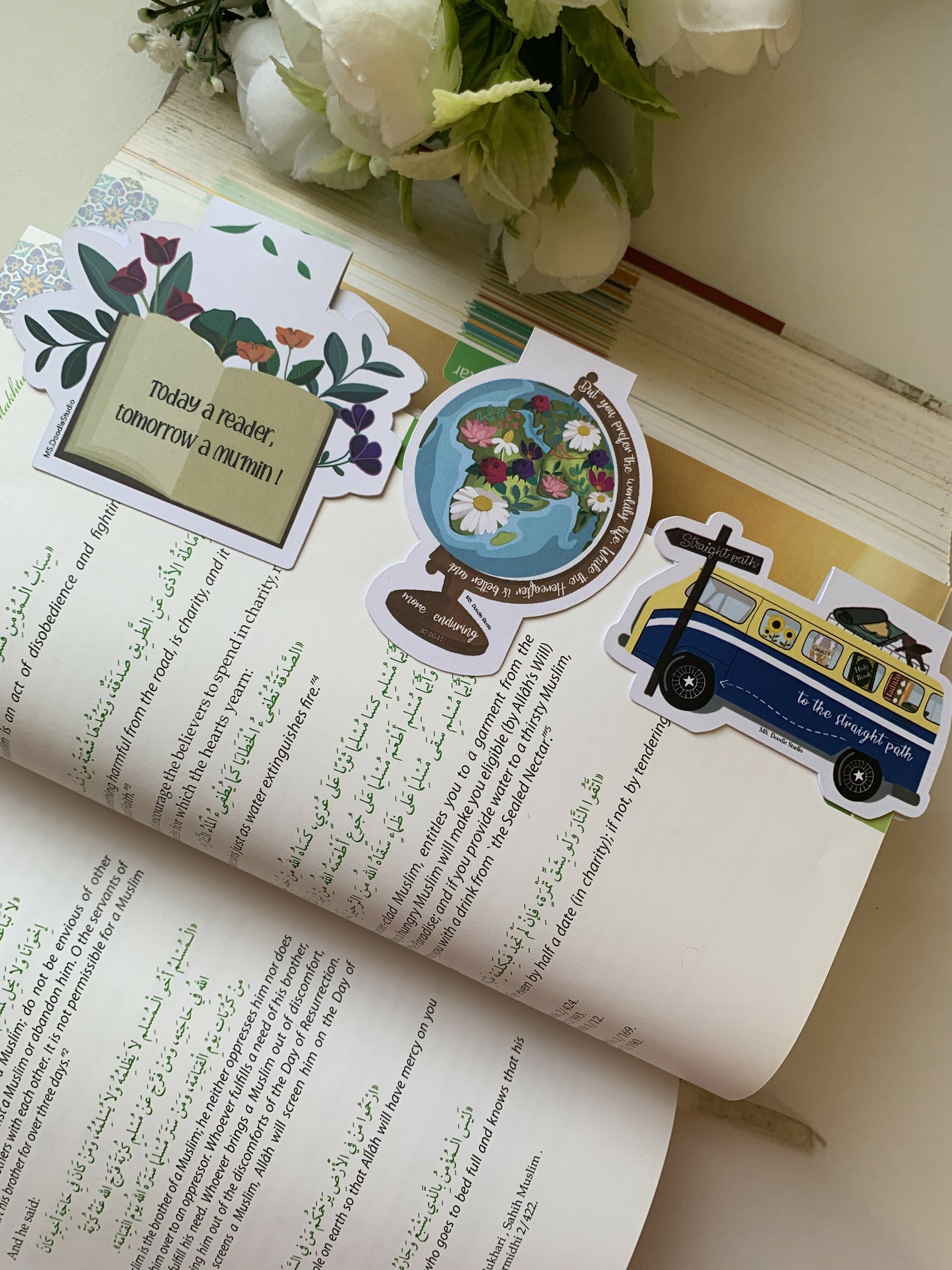 Magnetic bookmarks with Quran Verses and Quotes(set of three designs) MS Doodle studio