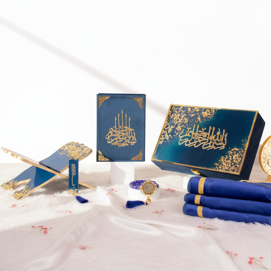 Blue Flakes Resin Quran Hamper Box alifthebookstore