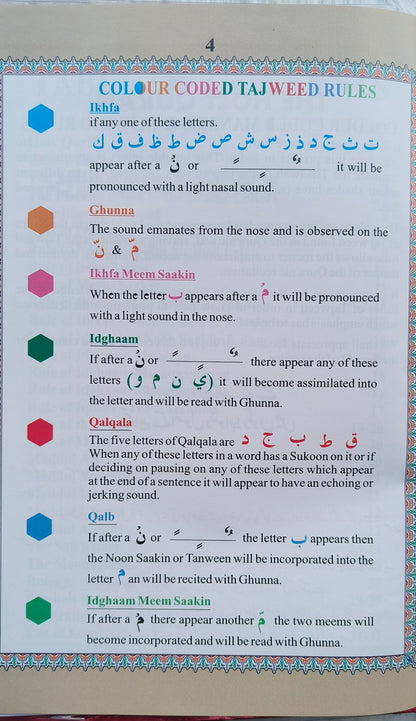 The Holy Quran (Roman English Colour Coded Tajweed Rules) - alifthebookstore