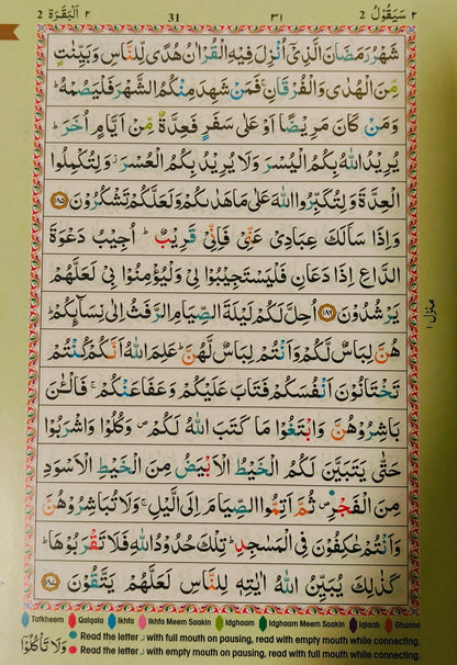 The Holy Quran Colour Coded Tajweed Rules(15 Lines) alifthebookstore