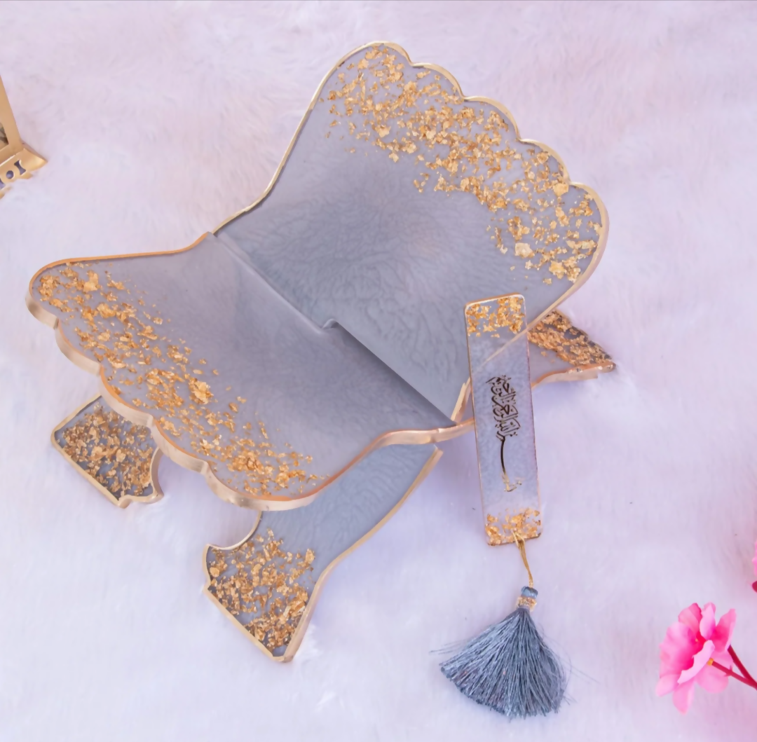 Designer Flakes Rihal & Bookmark  (Premium Resin Quran Stand) alifthebookstore