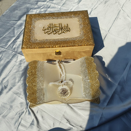 Cream Sequence Quran Hamper Resin Krafts
