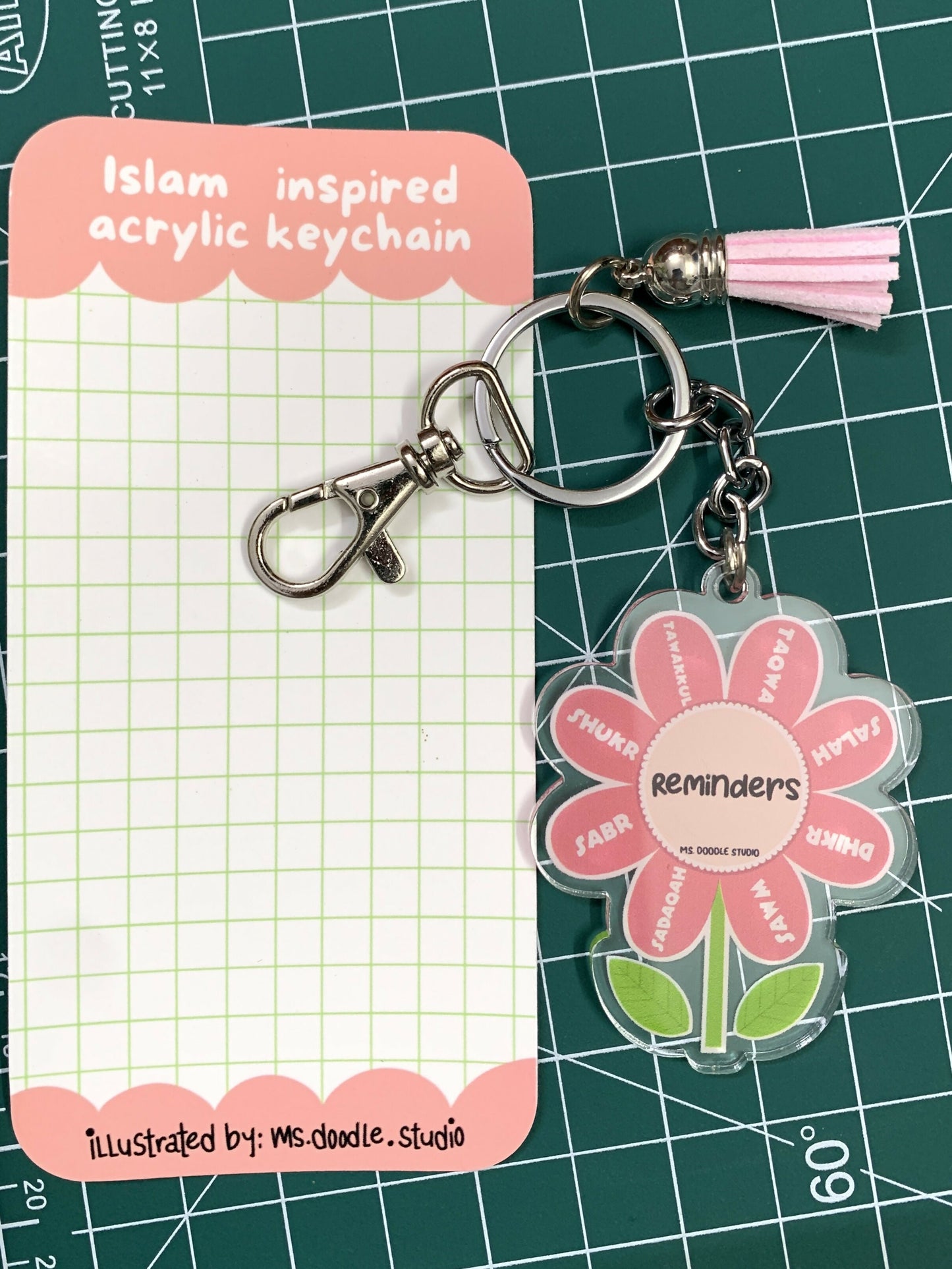 Islamic Reminders Acrylic Keychain for Muslims MS Doodle studio
